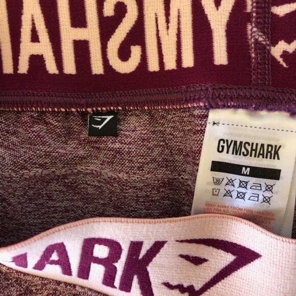 GYMSHARK Leggings Womens Flex Low Rise Waist Spellout Claret Marl Purple… - Picture 14 of 17
